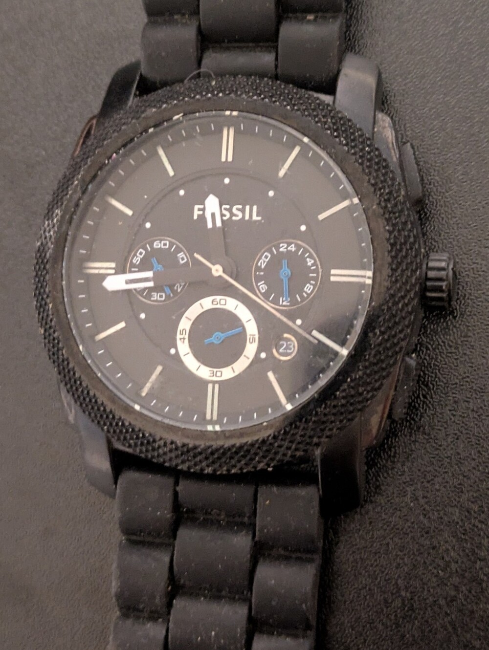 -Fossil Machine Chronograph Black Stainless Steel Watch (FS-4487) Unisex